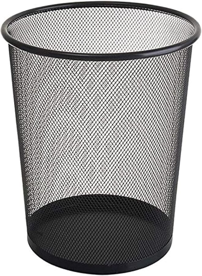 grace Metal Dust Bin Office Waster Paper Basket - Black